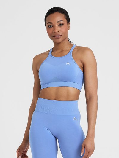 Oneractive EffortlessLift™ Seamless High Neck Bralette with White Logo | Light Denim