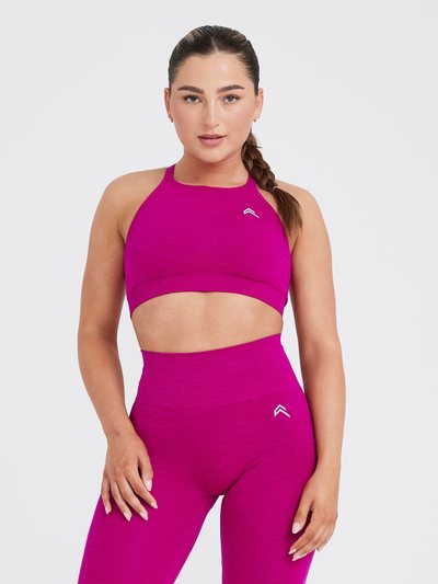 Oneractive EffortlessLift™ Seamless High Neck Bralette with White Logo | Fuchsia