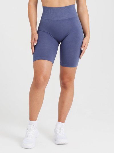 Oneractive EffortlessLift™ Seamless Cycling Shorts with White Logo | Slate Blue