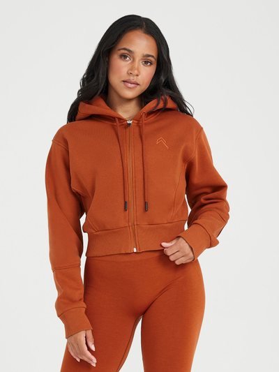 Oneractive Classic Lounge Cropped Zip Through Hoodie | Warm Copper