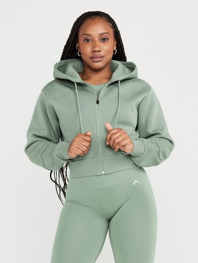 Oneractive Classic Lounge Cropped Zip Through Hoodie | Sage