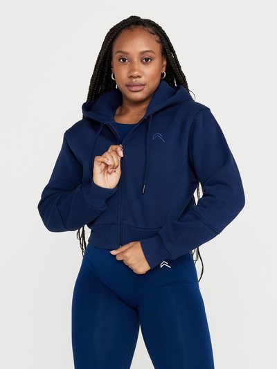 Oneractive Classic Lounge Cropped Zip Through Hoodie | Midnight