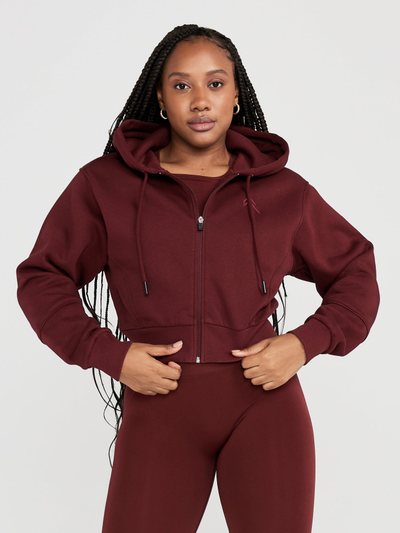 Oneractive Classic Lounge Cropped Zip Through Hoodie | Rosewood