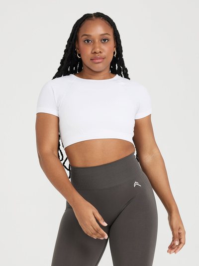 Oneractive EffortlessLift™ Seamless Short Sleeve Crop Top | White