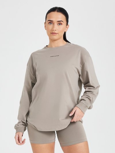 Oneractive Classic Mirror Graphic Oversized Long Sleeve Top | Washed Minky