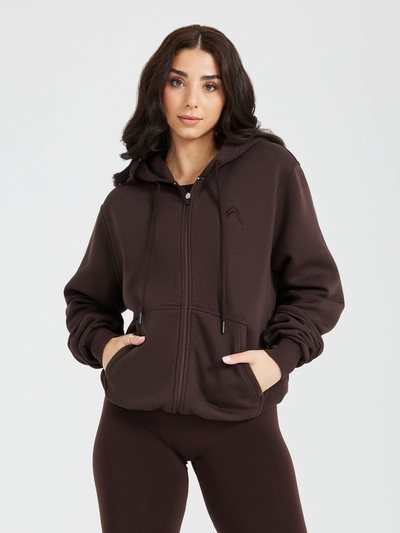 Oneractive Classic Lounge Oversized Zip Through Hoodie | 70% Cocoa
