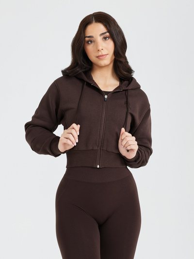 Oneractive Classic Lounge Cropped Zip Through Hoodie | 70% Cocoa