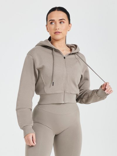 Oneractive Classic Lounge Cropped Zip Through Hoodie | Minky