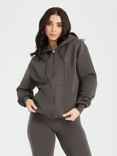 Oneractive Classic Lounge Oversized Zip Through Hoodie | Deep Taupe