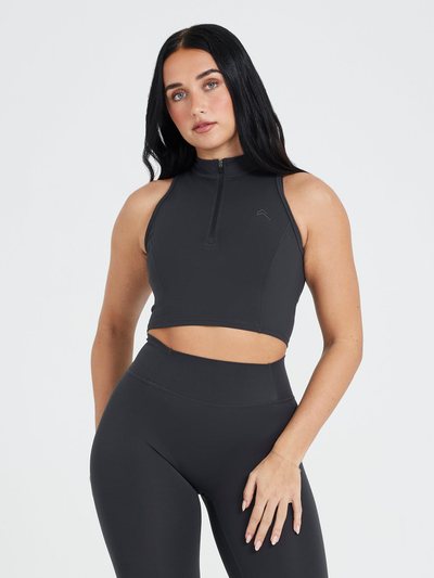 Oneractive Timeless Half Zip Crop Tank | Coal