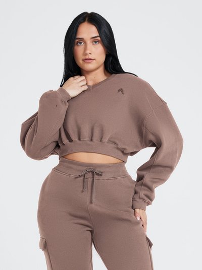 Oneractive All Day Oversized V Neck Sweatshirt | Cool Brown