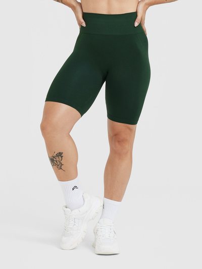 Oneractive EffortlessLift™ Seamless Cycling Shorts with White Logo | Evergreen