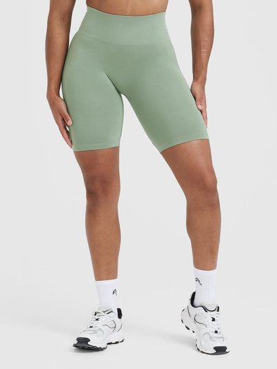 Oneractive EffortlessLift™ Seamless Cycling Shorts with White Logo | Sage