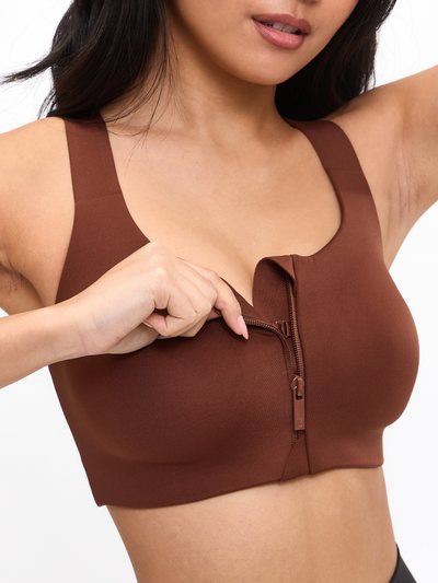 Buffbunny High Impact Zip Sports Bra - Mocha