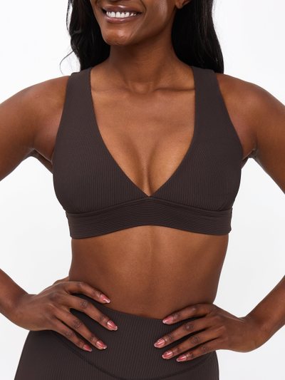 Buffbunny Ribbed Deep V Sports Bra - Cold Brew