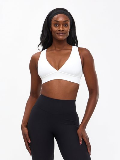 Buffbunny Ribbed Deep V Sports Bra - White