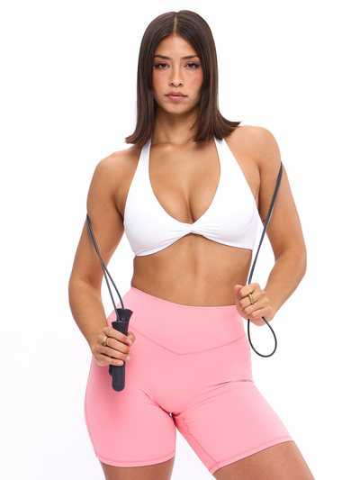 Buffbunny Twisted Halter Sports Bra - White