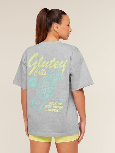 Gymshark Gymshark Glutey Calls Graphic T-Shirt - Light Grey Core Marl