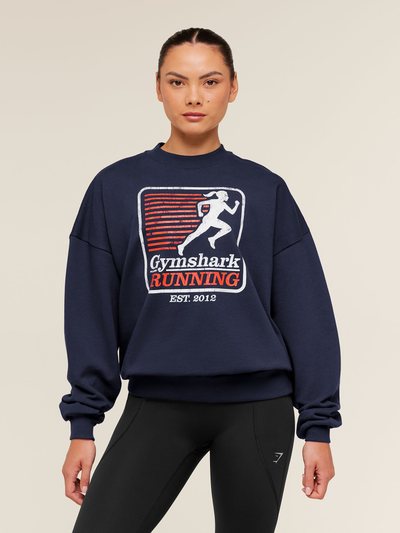 Gymshark Run Club Graphic Sweatshirt - Heavy Blue