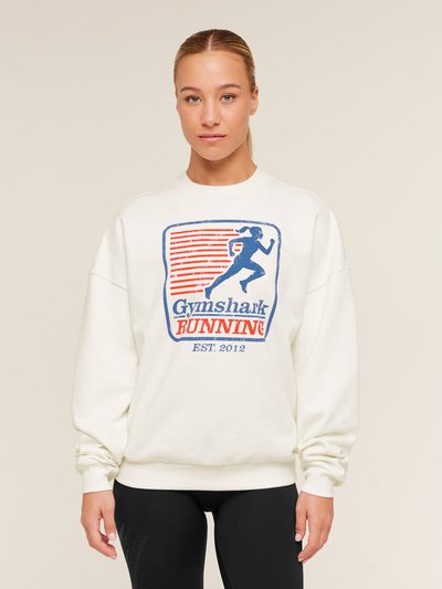 Gymshark Run Club Graphic Sweatshirt - GS Soft White
