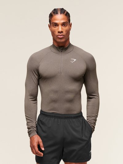 Gymshark Vital 1/4 Zip - Camo Brown/Linen Brown