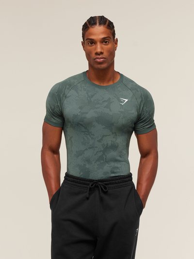 Gymshark Geo Seamless T-Shirt - Slate Teal/Denim Grey