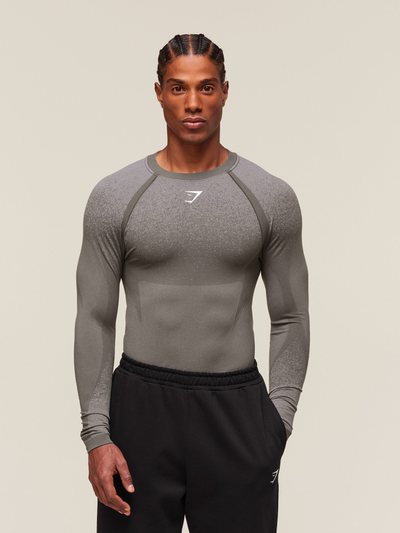 Gymshark Gymshark Shadow Seamless Long Sleeve T-Shirt - Meteor Grey
