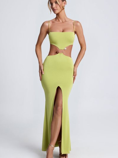 Ohpolly Hardware Detail Cut-Out Maxi Dress in Olive Green