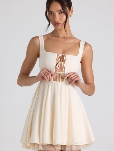 Ohpolly Tie-Detail A-Line Micro Mini Dress in Ivory