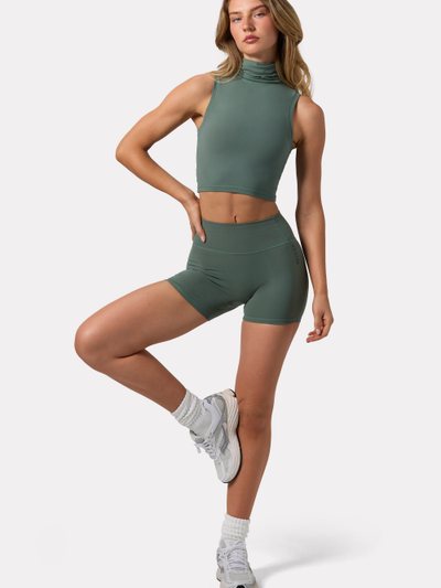 Ohpolly Soft Active High Waist Mini Shorts in Khaki