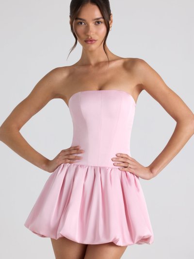 Ohpolly Lace-Up Bubble Hem Corset Mini Dress in Soft Pink
