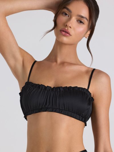 Ohpolly Ruffle-Trim Smocked Crop Top in Black