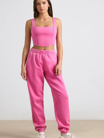 Oh Polly Brushed Jersey Oversized Joggers in Hot Pink