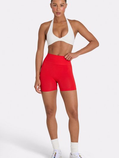 Ohpolly Define Luxe High-Waist Mini Shorts in Red