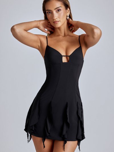 Ohpolly Ruffle A-Line Mini Dress in Black