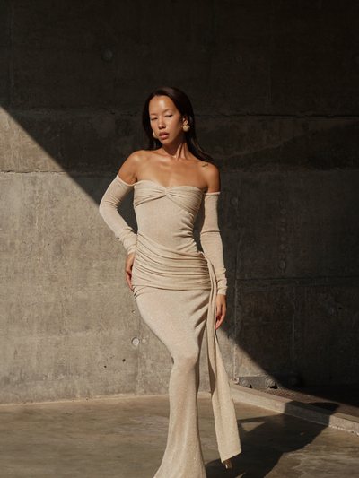 Meshki Ingrid Metallic Knit Maxi Dress - Bronze