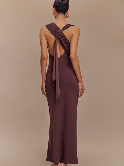 Meshki Catelyn Asymmetrical Scuba Jersey Midi Dress - Cacao Brown