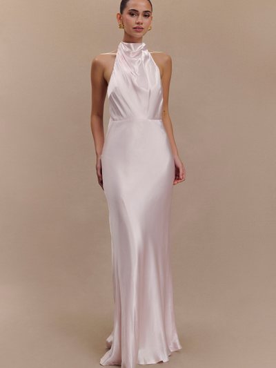 Meshki Esther Iridescent Satin Cowl Maxi Dress - Pale Pink