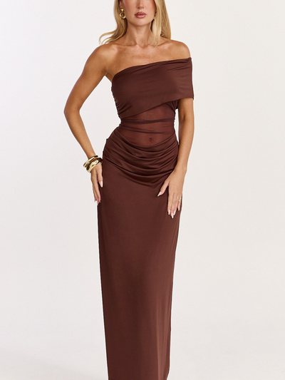Showpo Riley Maxi Dress - Gathered Over Bust Dress in Brown