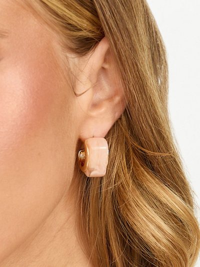 Showpo Makayla Resin Hoop Earrings in Pink/Gold