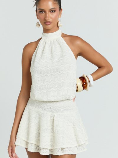 Showpo Bonnie Mini Dress - Backless Halter Drop Waist Dress in Ivory