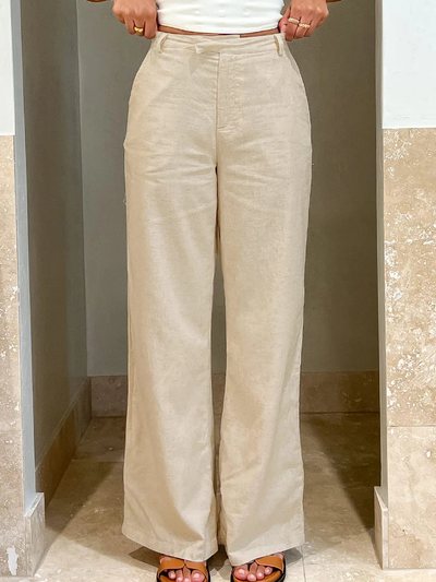 Beginning Boutique Cabo Cream Linen Blend Pants