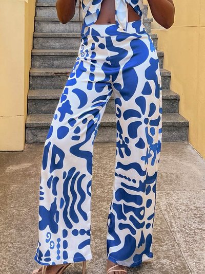Beginning Boutique Mykonos Blue Print Pants