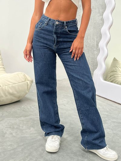 Beginningboutique Essie Dark Blue Straight Leg Jeans