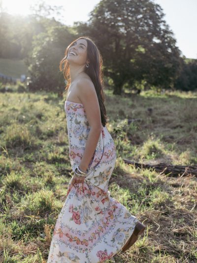 Petalandpup Amora Strapless Maxi Dress - Rose Tile