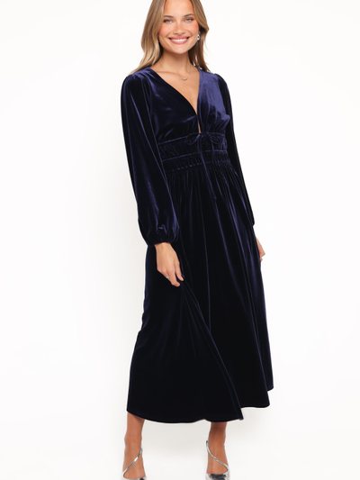 Petalandpup Cece Velvet Long Sleeve Maxi Dress - Midnight Blue