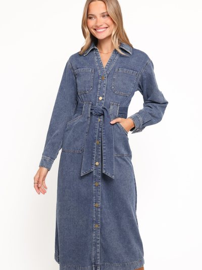 Petalandpup Ballina Long Sleeve Midi Dress - Blue Denim