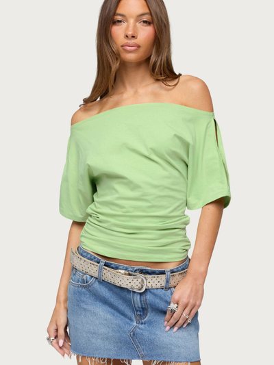 Edikted Feng Ruched Off Shoulder Cutout Top
