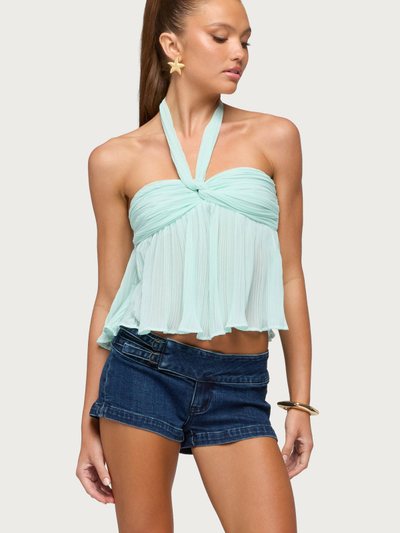 Edikted Pleated Chiffon Babydoll Halter Top