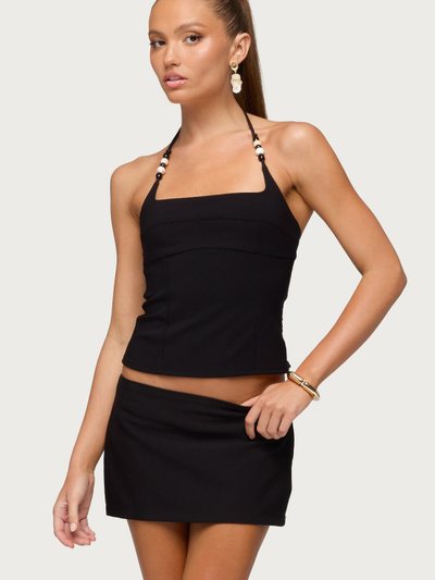 Edikted Yua Bead Stretchy Woven Halter Top